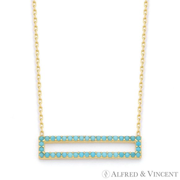 Open Rectangle Nano Crystal Pendant in .925 Sterling Silver w/ 18k Yellow Gold - Picture 1 of 2